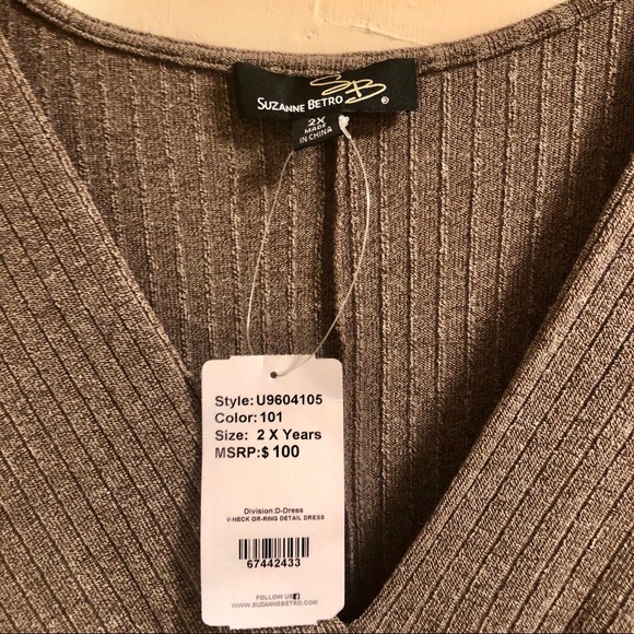 π«β¨ HOST PICK π«β¨ 2X Suzanne Betro Coffee Bell-Sleeve V-Neck Dress - Picture 5 of 9